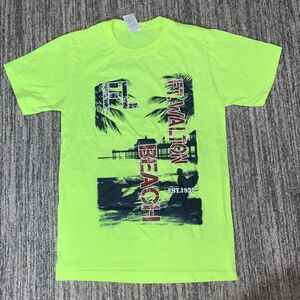 Jerzees Mens Small Ft Walton Beach FL‎ Graphic T Shirt Lime Green Short Sleeve